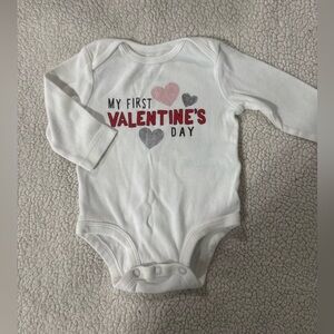 Carter's White Valentine's Day Bodysuit with Pink and Gray Hearts